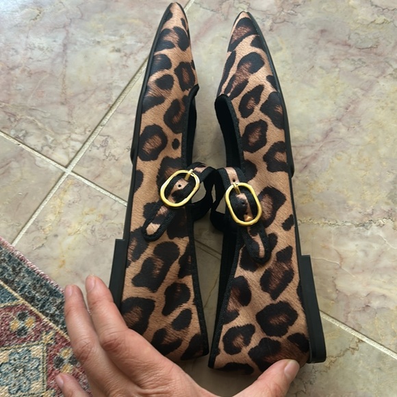 Zara Leopard Animal Print Mary Jane Flats Casual Square Toe Size 38 - Picture 13 of 16